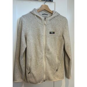 LL Bean Sweater Fleece Hoodie Oatmeal Heather Full Zip Jacket 506406 Womens S